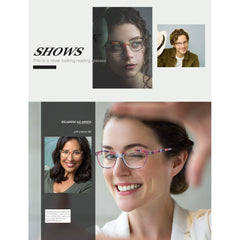 Cat Eye Reading Glasses Colorful Pattern Lightweight Flexible Spring Hinge