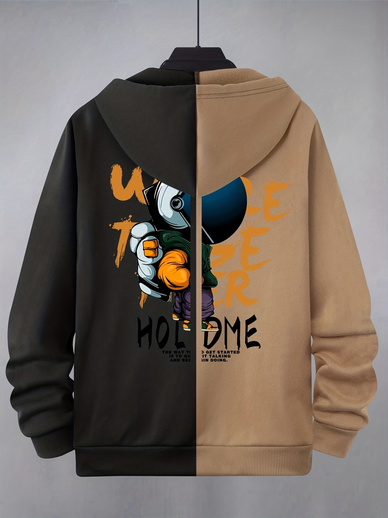 Men's Cartoon Pattern Hoodie Jacket with Zipper