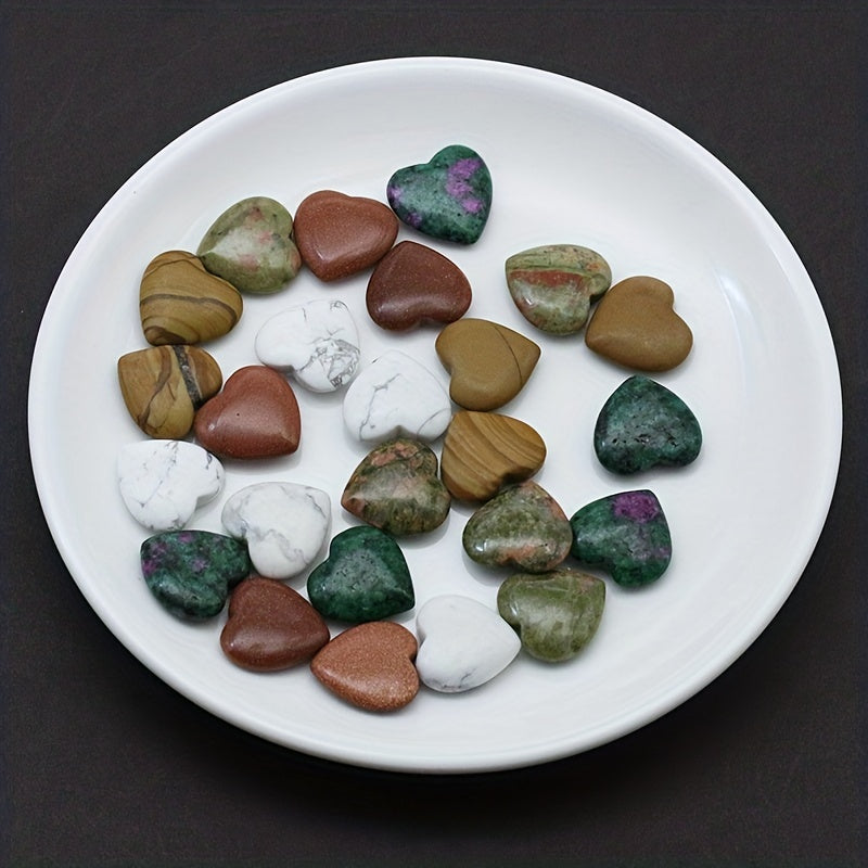 5pcs Natural Crystal Love Heart Shaped Yoga Stone Healing Crystal