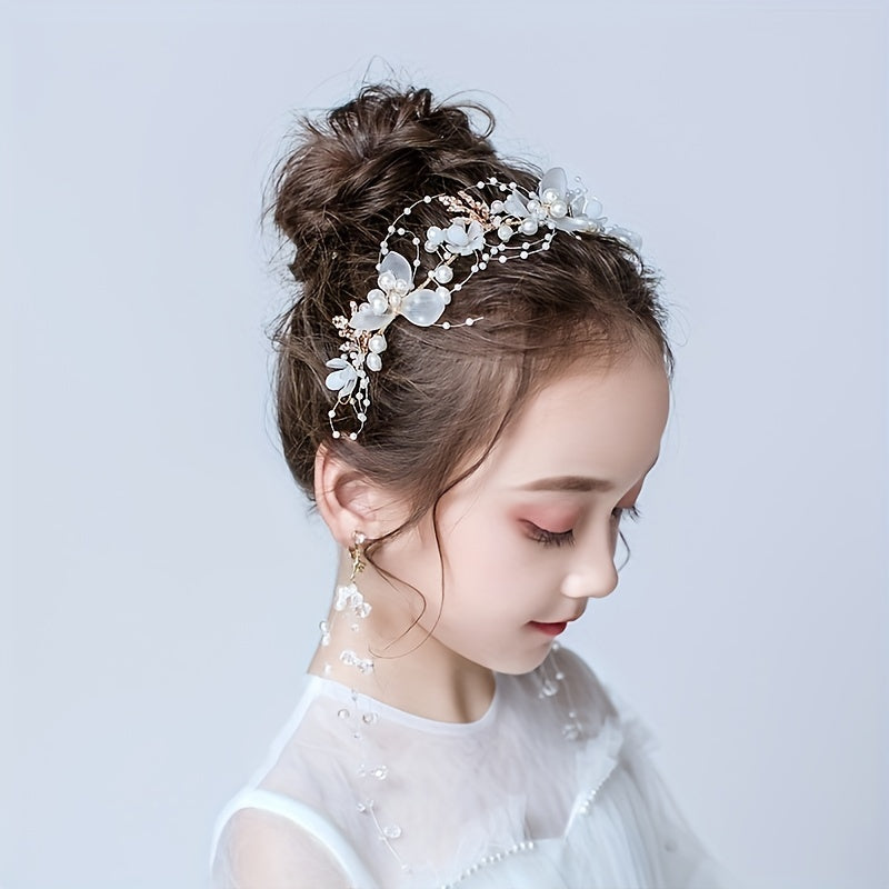 Kids Faux Pearl Flower Headband Children's Accessories