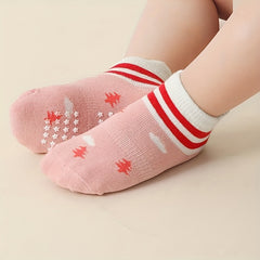12 Pairs Girls Cartoon Toddler Socks Cotton Non-slip Walking Socks