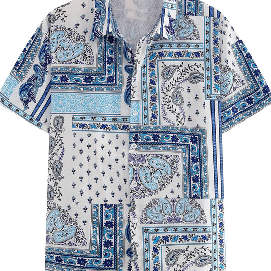 Hawaiian Style Print Men's Casual Short Sleeve Shirt for Summer Vacation