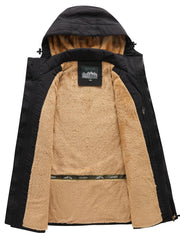 Men's Windproof Waterproof Cargo Jacket Warm Coats Fleece Lined Military Jackets