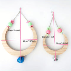 Parrot Supplies Moon Shaped Wooden Bell Puzzle Swing Stand Cloud Ladder