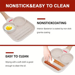 3 Holes Frying Pan Non Stick Cast Iron Skillet for Gas Stove Top