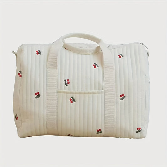 Floral Embroidered Parent Bag with Bear Face Patches