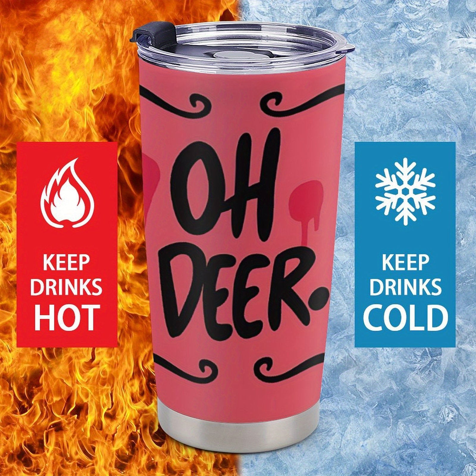 20oz Oh Deer Stainless Steel Tumbler Pink Swirls