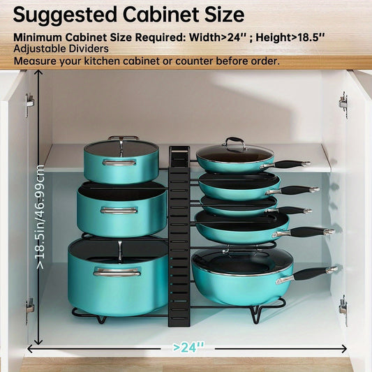 Heavy Duty Pots Pans Organizer Rack Under Cabinet 8 Tier Adjustable Height