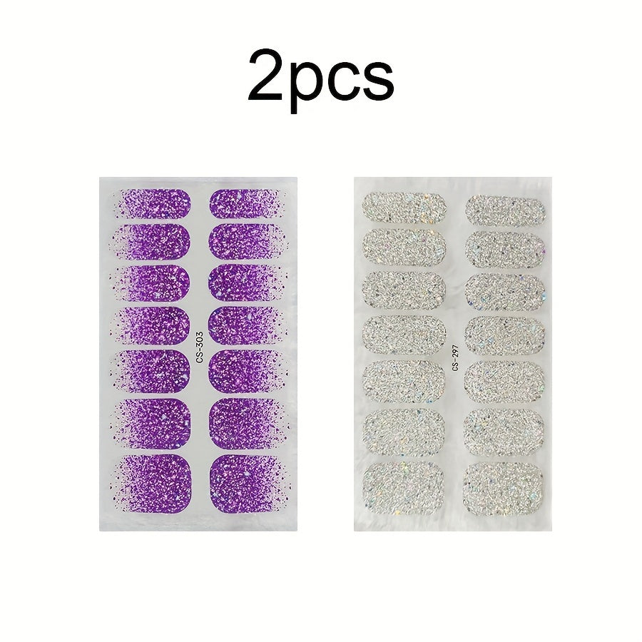 2pcs Self Adhesive Nail Wraps for UV Lamp Geometric Easy Apply & Remove