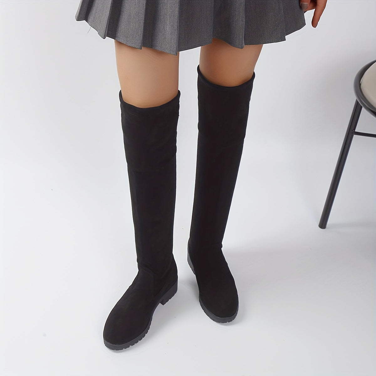 Women's Over The Knee Boots Lace Up Block Heels Comfy Slip On Long Boots