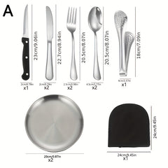 10pcs Stainless Steel Camping Cooking Utensils Set