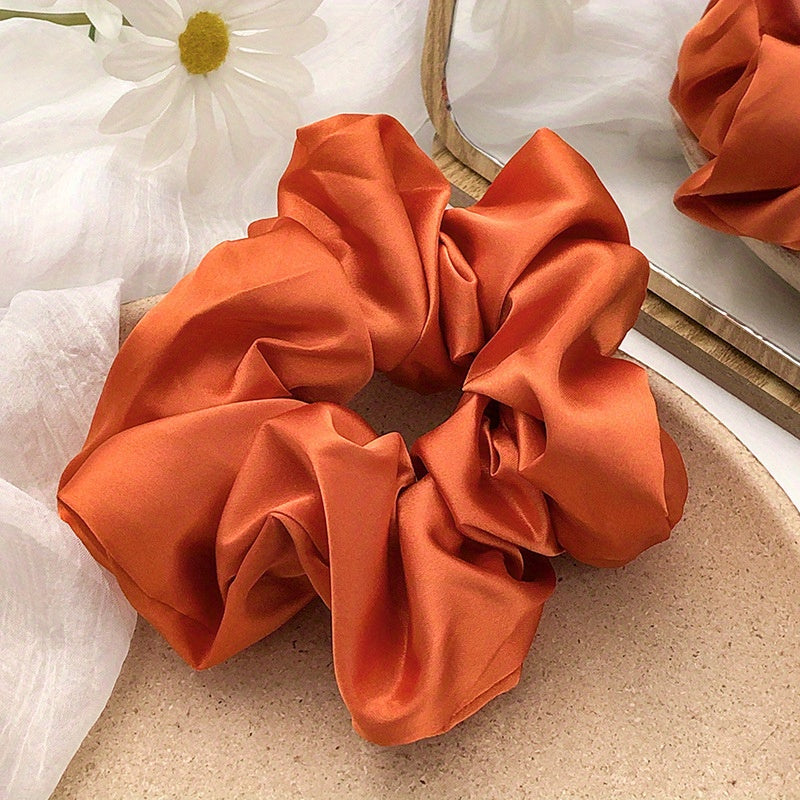 Satin Solid Scrunchies Hair Tie Sweet Style For Women Girls