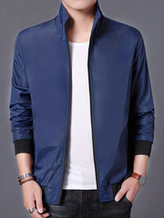 Men's Stand Collar Zip Up Jacket Coat For Spring Fall