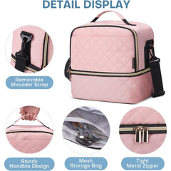 Pink Insulated Double Deck Cooler Lunch Bag for Women