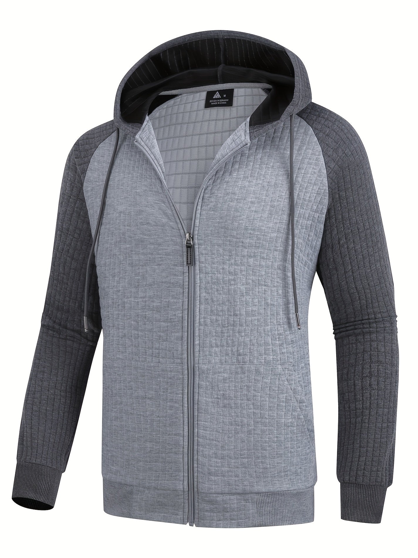 Men's Waffle Pattern Hooded Jacket