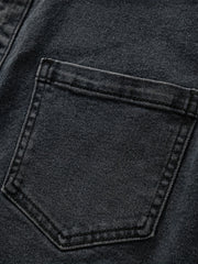 Men's Slim Denim Jacket Casual Crew Neck Top