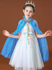 Girls Cartoon Sequin Princess Cloak Cape For Party Cosplay Dress Up
