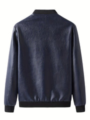 Men's Casual PU Leather Zipper Jacket