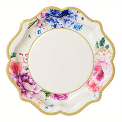 48pcs Chinese Style Disposable Paper Dinner Plate Large Flower Pattern