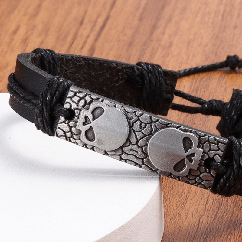 Men's Vintage Skull Leather Bracelet