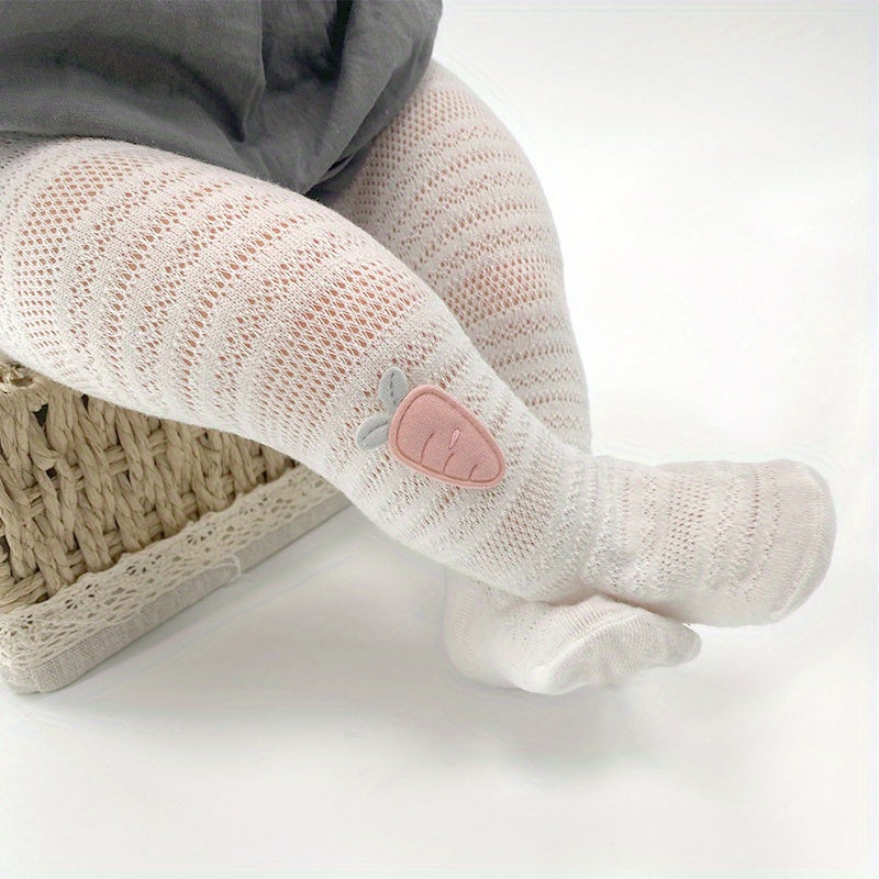 Baby Girls Carrot Decor Pantyhose Mesh Thin Tights For Spring Summer