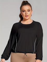 Women's Plus Size Long Sleeve Fitness Top With Pockets