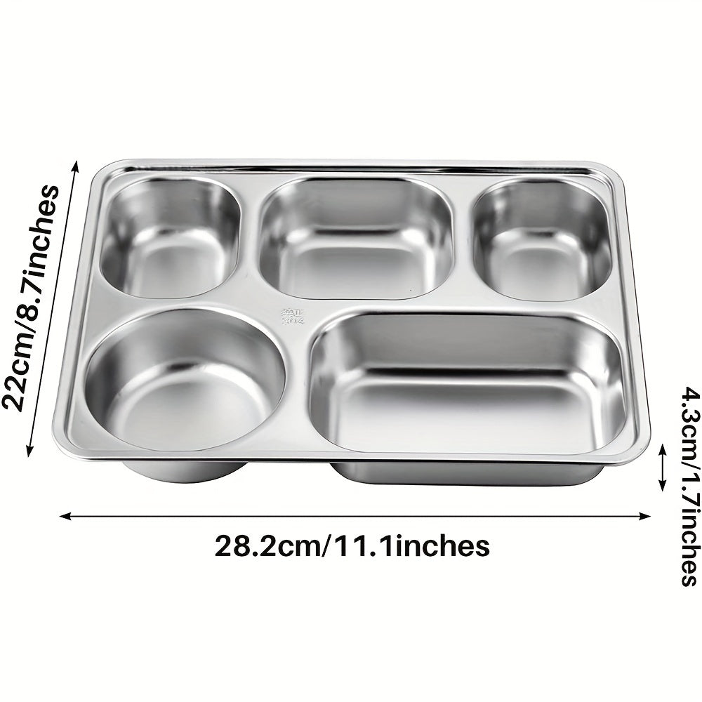 304 Stainless Steel Divided Dining Plate for Camping School Home Durable