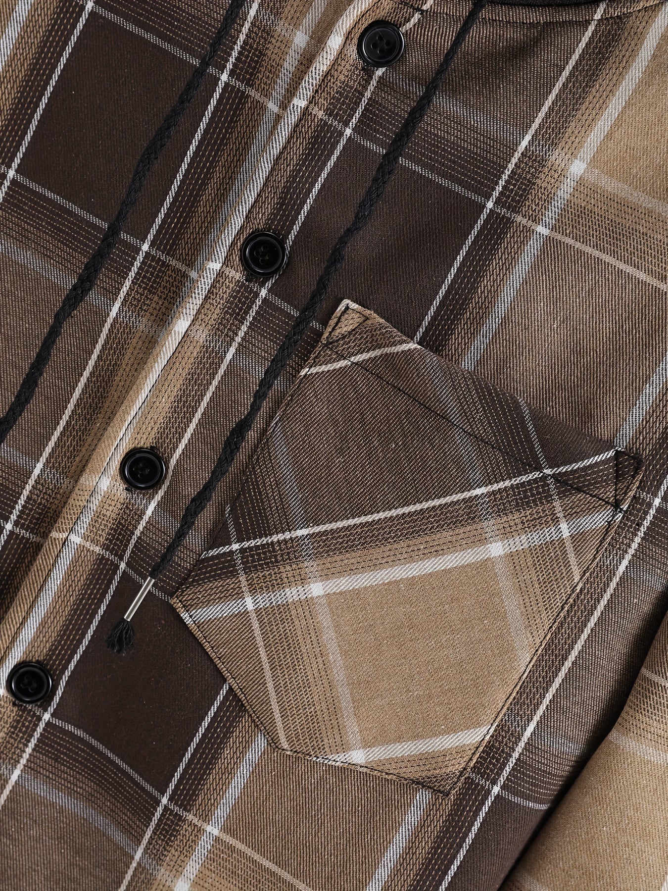 Plaid Shirts Jackets Hooded Button Up Coat Men