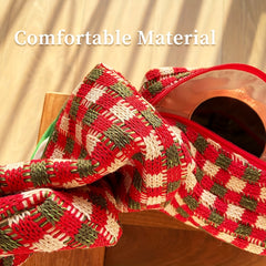 Checkered Cosmetic Bag Knitted Christmas Red Green Makeup Pouch