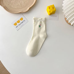 Soft Cotton Ankle Socks Floral Pattern Women's Stocking