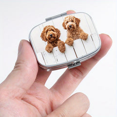 Fence Puppy Pattern Printed Square Medicine Box Two Compartment Pill Box