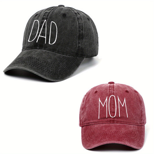 2pcs DAD MOM Couple Baseball Cap Sun Hat Unisex Casual Sports Hat