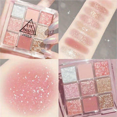 9 Shades Earth Tone Eyeshadow Palette Glitter Pearly Matte High Pigmented