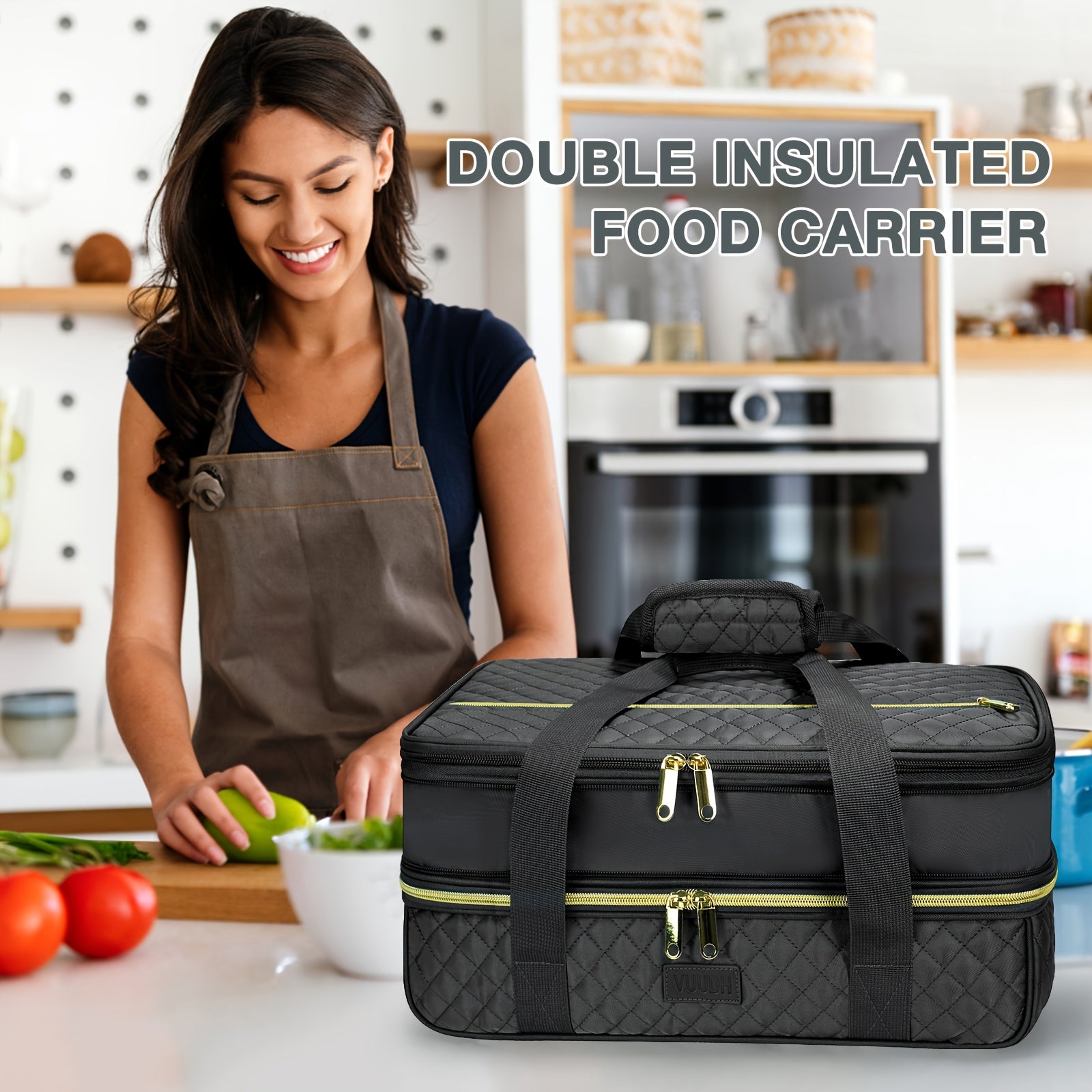 Insulated Lunch Box Double Layer Waterproof Non Leak Fiber Material