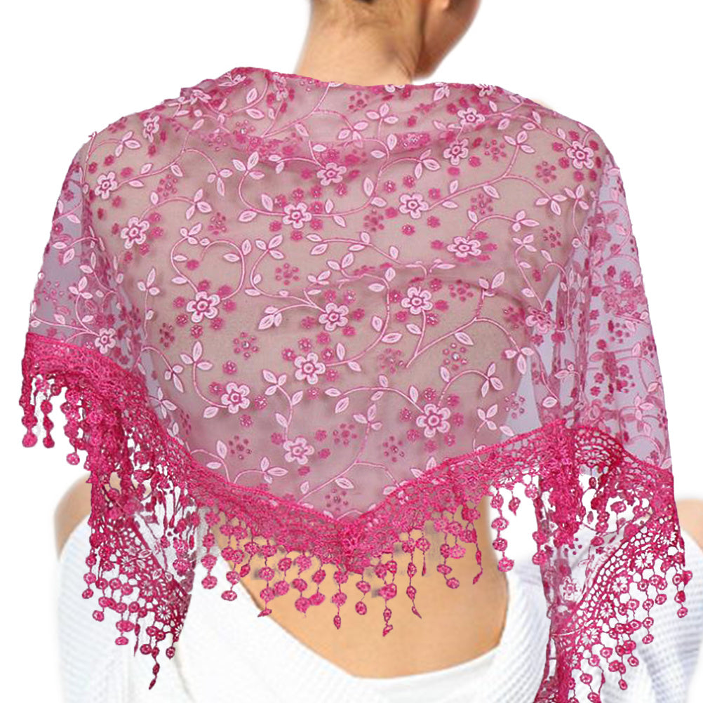 Women's Triangle Scarf With Tassel Lace Shawl