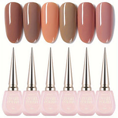 6pcs Nude & Pink Gel Nail Polish Set Alcohol Fragrance for Fall Winter