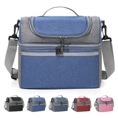 Gray Insulated Lunch Bag Double Layered Oxford Fabric 27x24x16