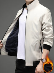 Men's Thickened Fleece Zipper Jacket Business Casual