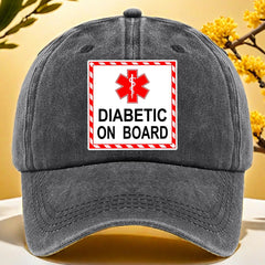 Diabetic Awareness Baseball Cap with Diabetic on Board Print
