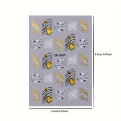 3D Golden Glitter Heart Love Nail Sticker Reflective Valentine Self Adhesive