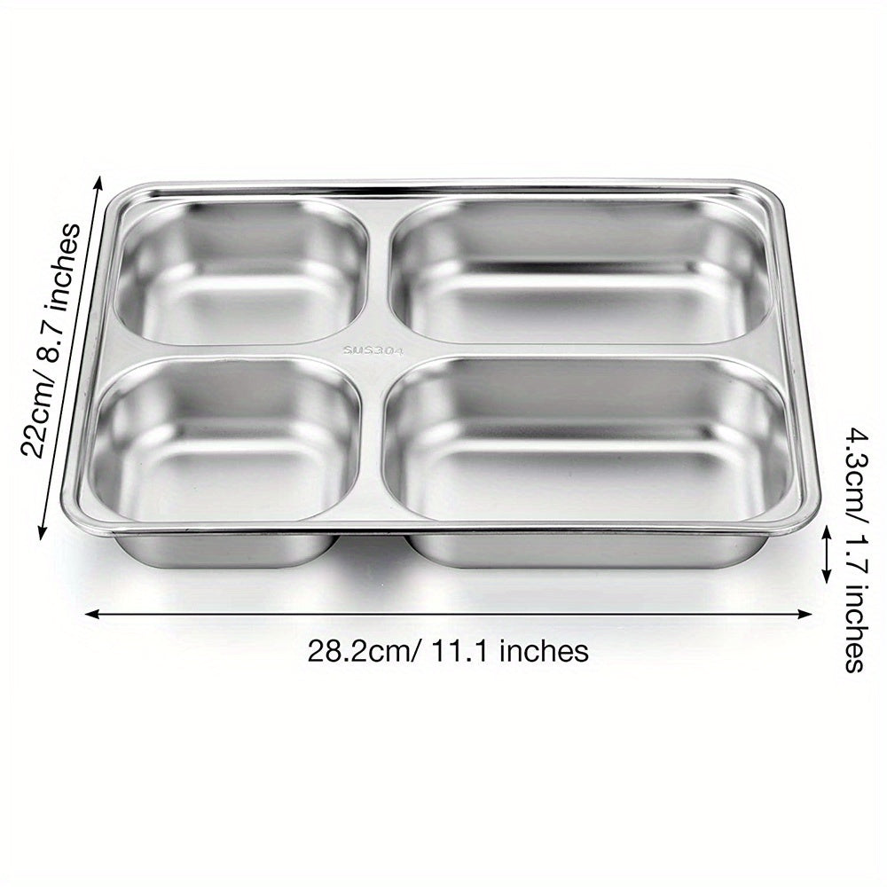 304 Stainless Steel Divided Dining Plate for Camping School Home Durable