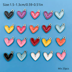 Enamel Heart Shaped Charms Pendants Set for DIY Jewelry Making