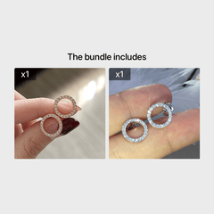 925 Silver Circle Hoop Drop Earrings with Zircon Studs