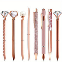 Rose Gold Ballpoint Pens with Quicksand Glitter Diamondoid