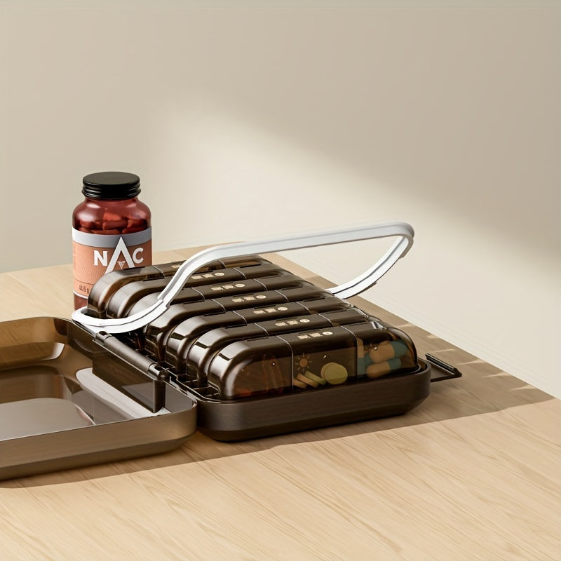 Portable Weekly Pill Organizer with Morning Afternoon Evening Compartments
