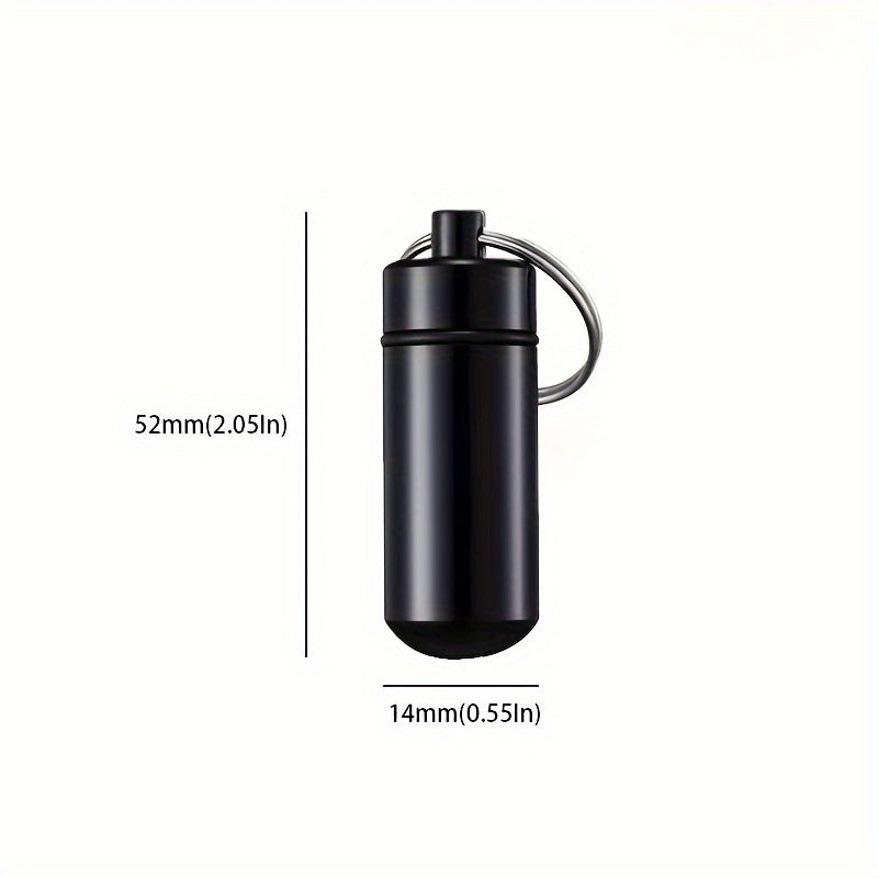 Portable Aluminum Keychain Pill Box Waterproof Travel Meds Storage