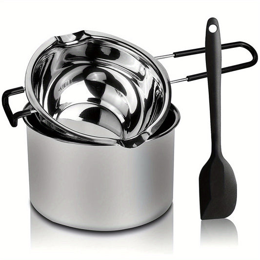 Stainless Steel Double Boiler Pot Set 600ml & 1600ml with Spatula