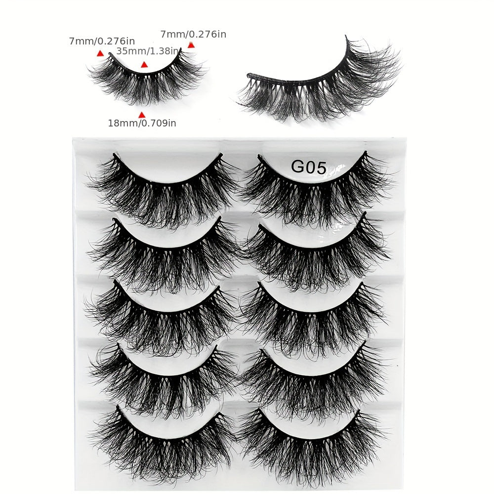 5 Pairs 8D Faux Mink Lashes Thick Volume Fluffy False Eyelashes
