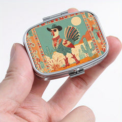 Thanksgiving Square Pill Box Dual Compartments Portable Medicine Organizer