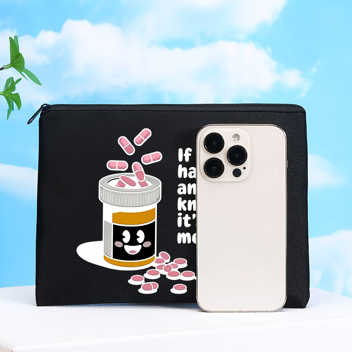 Preppy Style Canvas Pill Organizer Bag If You're Happy It's Your Meds